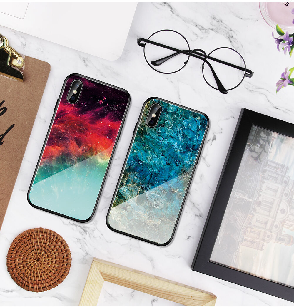 maskica sa staklenom stražnjom stranom za iPhone X / XS - šarena maglina