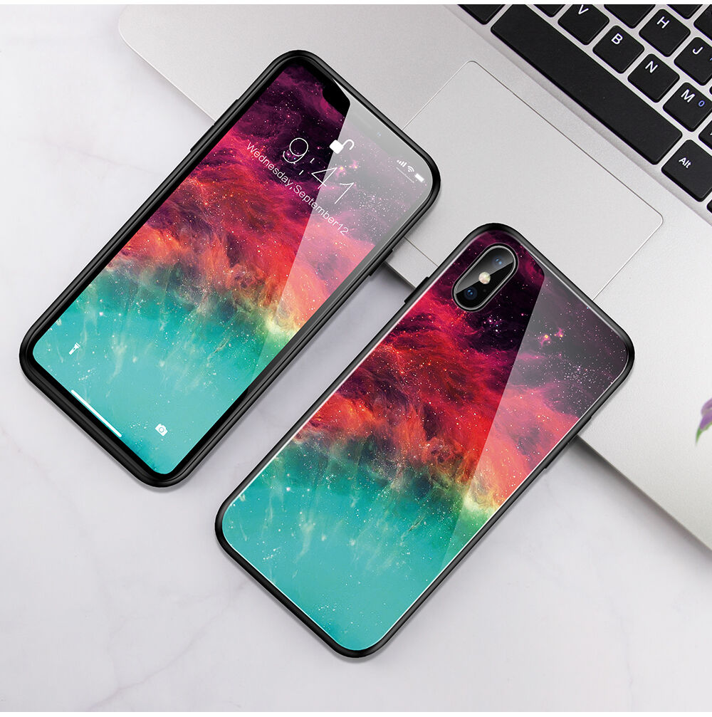 maskica sa staklenom stražnjom stranom za iPhone X / XS - šarena maglina
