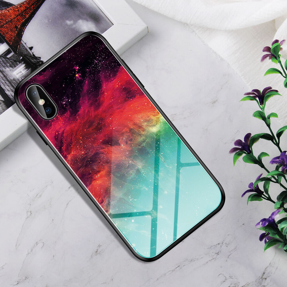 maskica sa staklenom stražnjom stranom za iPhone X / XS - šarena maglina