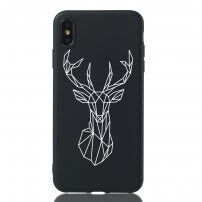 Maskica od meke plastike geometrijski jelen za iPhone XS Max - crni