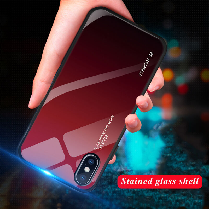 maskica sa staklenom stražnjom stranom za iPhone XS Max - crveni