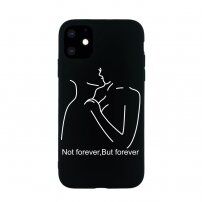 Maskica silueta ljubavnika od meke plastike za iPhone 11 - crni