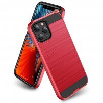 Otporna maskica za iPhone 12 Pro Max - brušena tekstura - crveni