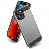 Otporna maskica za iPhone 12 Pro Max - brušena tekstura - srebrni