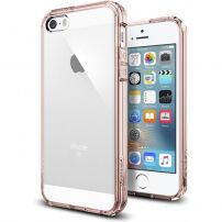 Spigen ultra-tanka zaštitna maskica Apple iPhone SE (2016) / 5S / 6 - proziran s ružičastim okvirom