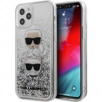 Karl Lagerfeld Liquid Glitter 2 Heads maskica za iPhone 12 / 12 Pro - srebrni