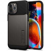 Spigen Slim Armor maskica sa stalkom za iPhone 12 Pro Max - tamno sivi