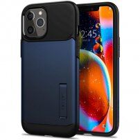 Spigen Slim Armor maskica sa stalkom za iPhone 12 Pro Max - tamno plavi