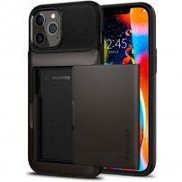 Spigen Slim Armor Wallet maskica s praktičnim pretincem za iPhone 12 Pro Max - tamno sivi