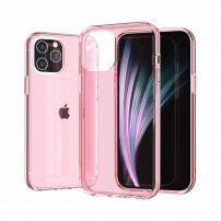 Prozirna maskica s zaštitom kamere za iPhone 12 / 12 Pro - ružičasti