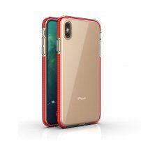 Prozirna maskica s šarenim okvirom od meke plastike za iPhone XS Max - crveni