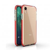 Prozirna maskica s šarenim okvirom od meke plastike za iPhone XR - crveni