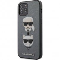 Karl Lagerfeld Saffiano K&C Heads maskica za iPhone 12 Pro Max - srebrni