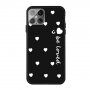 Meka maskica sa srcima za iPhone 12 / 12 Pro - crni