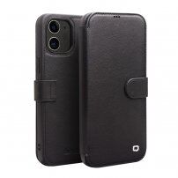 Qialino kožna flip futrola za iPhone 12 / 12 Pro - crno