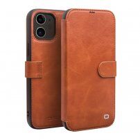 Qialino kožna flip futrola za iPhone 12 / 12 Pro - smeđi