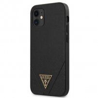 Guess Saffiano V Stitch maskica za iPhone 12 mini - crni