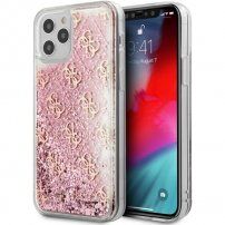 Guess 4G Liquid Glitter maskica za iPhone 12 Pro Max - ružičasti