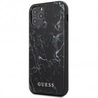 Guess Marble maskicas mramornim uzorkom za iPhone 12 / 12 Pro - crni