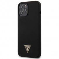 Guess Silicone Metal Triangle maskica za iPhone 12 Pro Max - crni