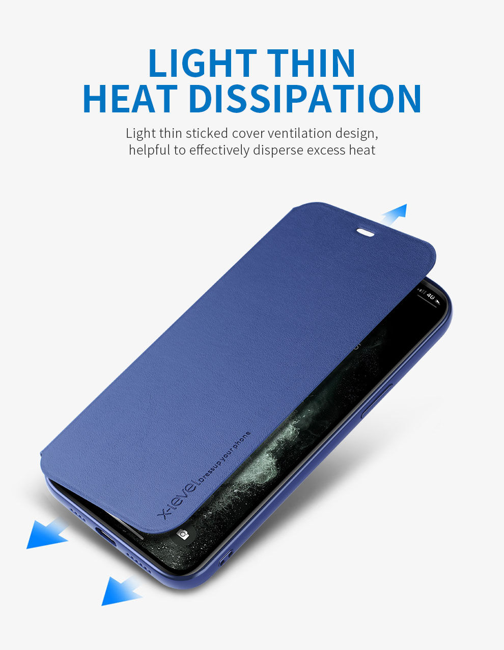 X-Level kožna flip futrola sa stalkom za iPhone 12 / 12 Pro - plavo