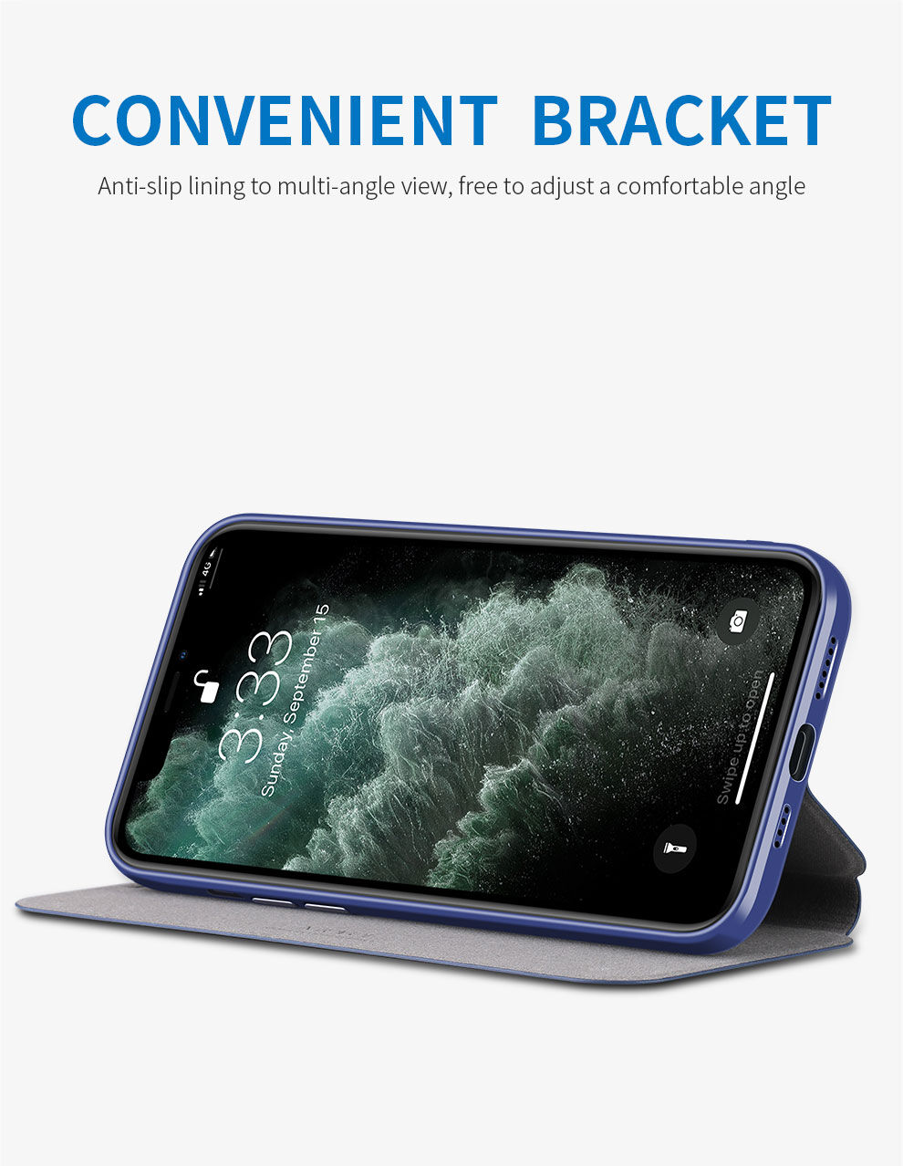 X-Level kožna flip futrola sa stalkom za iPhone 12 / 12 Pro - plavo