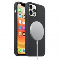 Silikonska maskica s podrškom Magsafe punjenja za iPhone 12 / 12 Pro - crni