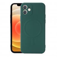 Silikonska maskica s magnetskim prstenom za iPhone 12 mini - tamno zeleni