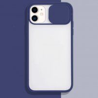 Poluprozirna maskica s kliznim poklopcem leće kamere za iPhone 11 - plavi