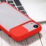 Poluprozirna maskica s kliznim poklopcem leće kamere za iPhone XR - crveni