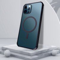 Meka prozirna maskica s magnetskim prstenom i šarenim okvirom za iPhone 12 Pro Max - crni