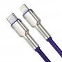 Baseus CATLJK-A01 Cafule Series opleteni kabel za podatke i punjenje s USB-C / Lightning za iPhone / iPad / iPod / AirPods - 1 m - ljubičasti