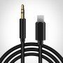 Spojni kabel AUX s konektorima USB-C / lightning 8-pin / 3,5mm jack za iPhone / iPad - 1 m - crni