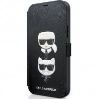 Karl Lagerfeld Saffiano K&C Heads novčanik futrola za iPhone 12 mini - crno