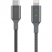 Belkin Boost Charge LED opleteni kabel s USB-C / Lightning konektorima - 1,2m - srebrni