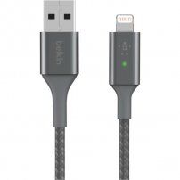 BELKIN Boost Charge LED opleteni kabel za podatke i punjenje s USB-A 2.0 / Lightning za iPhone / iPad / iPod / AirPods - 1,2 m - srebrni