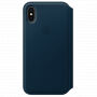 Original kožna futrola Folio za Apple iPhone XS / iPhone X - svemirski plava
