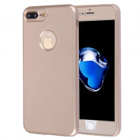 Plastična maska za iPhone 8 Plus / 7 Plus sa zaštitom od 360° - štiti prednju i stražnju stranu - zlatna