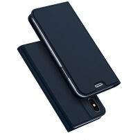 DUX DUCIS futrola s postoljem i pretincem za dokumente za Apple iPhone XS / iPhone X - Tamnoplava boja