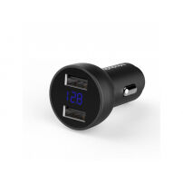 MCDODO punjač za u automobil s dva porta (5V / 3.4A) i LED ekranom za Apple iPhone / iPad / iPod - crna