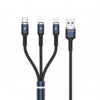 WK 3u1 opleteni kabel za podatke i punjenje s USB-A 2.0 / Lightning za iPhone / iPad / iPod / AirPods - 1,2 m - crni