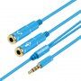 Redukcija / audio priključni kabel za slušalice i mikrofon jack 3,5 mm na 2x jack 3,5 mm - plavi