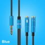 Redukcija / audio priključni kabel za slušalice i mikrofon jack 3,5 mm na 2x jack 3,5 mm - plavi
