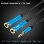 Redukcija / audio priključni kabel za slušalice i mikrofon jack 3,5 mm na 2x jack 3,5 mm - ružičasti