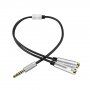 Redukcija / audio priključni kabel za slušalice i mikrofon jack 3,5 mm na 2x jack 3,5 mm - srebrni