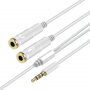 Redukcija / audio priključni kabel za slušalice i mikrofon jack 3,5 mm na 2x jack 3,5 mm - srebrni
