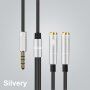 Redukcija / audio priključni kabel za slušalice i mikrofon jack 3,5 mm na 2x jack 3,5 mm - srebrni