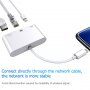 NK-107 3v1 Adapter OTG s lightning priključkom za ethernet + USB + lightning za iPhone / iPad - bijeli