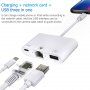 NK-107 3v1 Adapter OTG s lightning priključkom za ethernet + USB + lightning za iPhone / iPad - bijeli