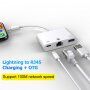NK-107 3v1 Adapter OTG s lightning priključkom za ethernet + USB + lightning za iPhone / iPad - bijeli